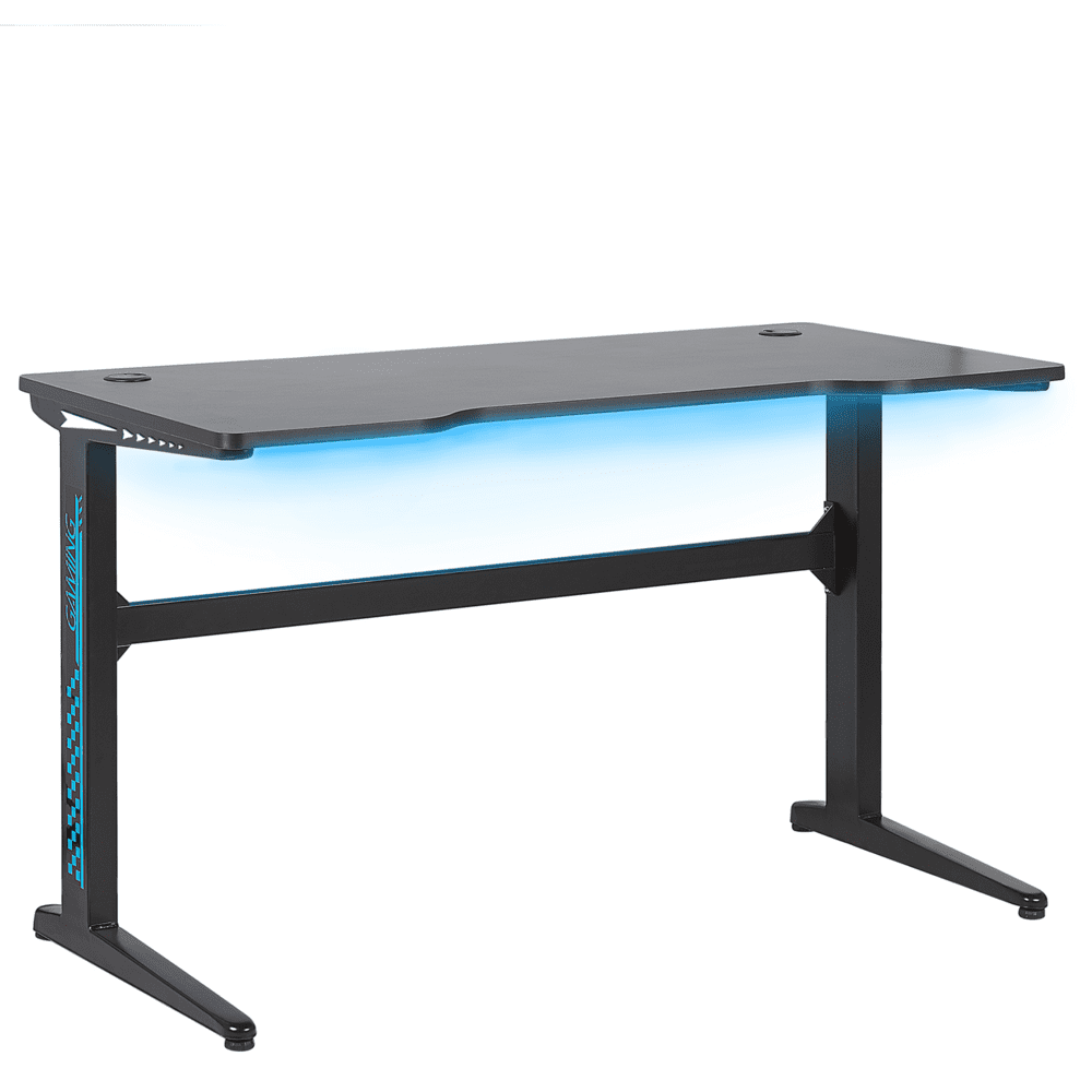 Beliani Herný stôl RGB LED 120 x 60 cm čierny DORAN